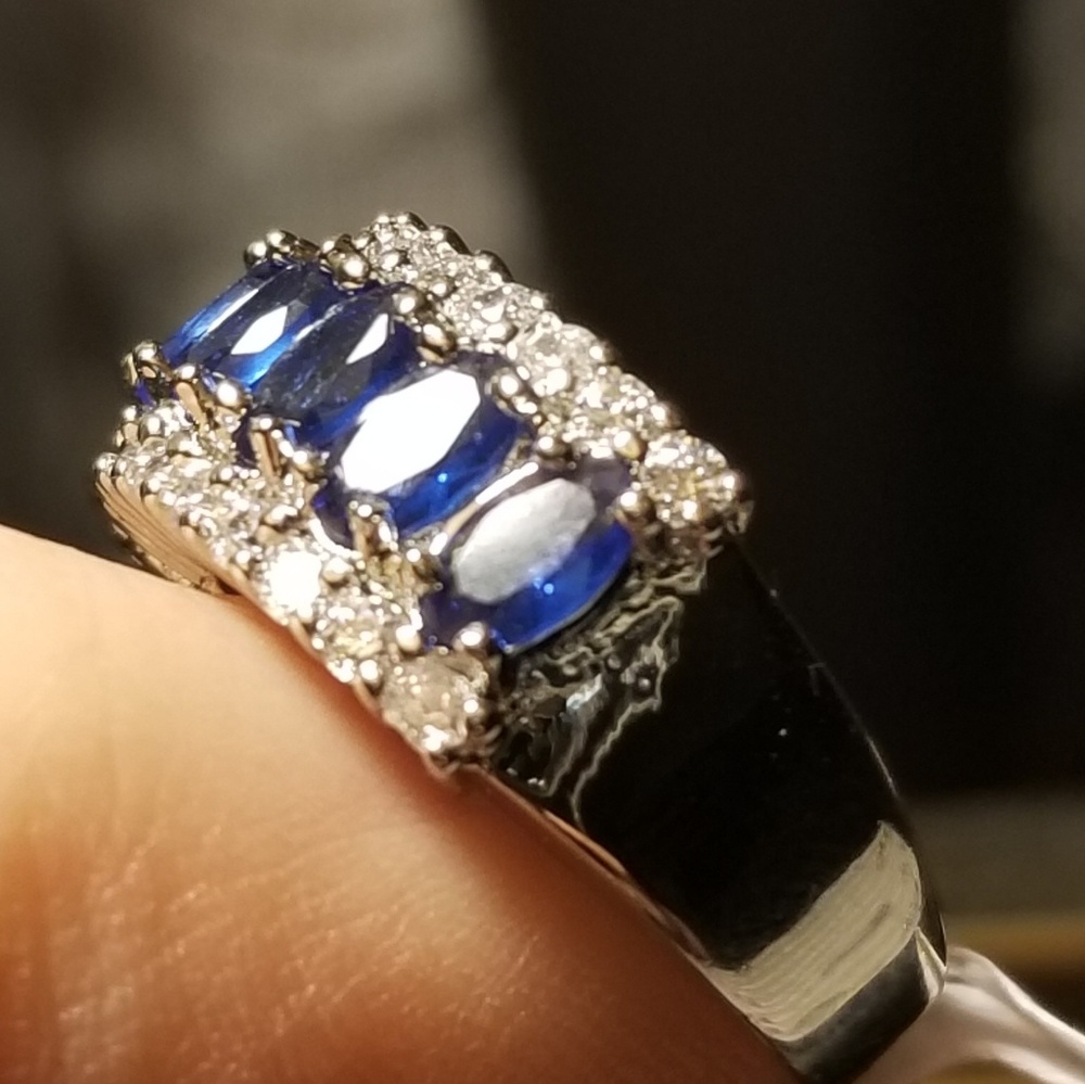 Sterling Silver Blue Saphirre Channel Ring Size 6 - Picture 4 of 8